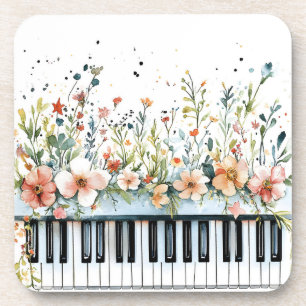 Piano Keys Spring Floral Bouquet Getränke Coaster Getränkeuntersetzer