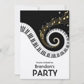Piano Keys und Gold Musiknote Party Einladung (Vorderseite)