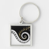 Piano Keys und Gold Musiknotens Schlüsselanhänger (Vorne)