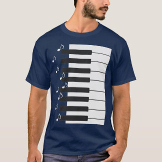 Piano keys with music notes piano player musician  T-Shirt