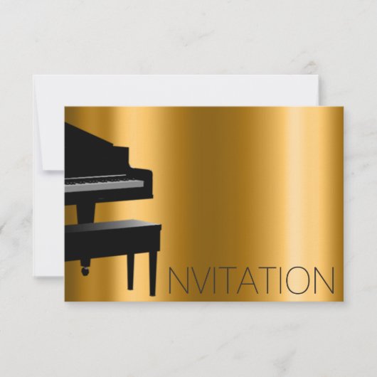 Piano Konzert Formal Minimalismus Vip Black Gold Einladung (Vorderseite)