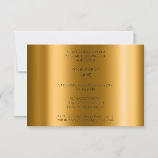 Piano Konzert Formal Minimalismus Vip Black Gold Einladung (Rückseite)