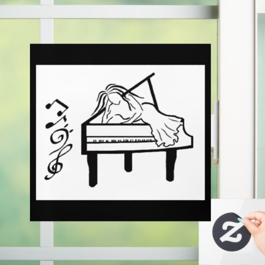 Piano Lady Fensteraufkleber (Zuhause)