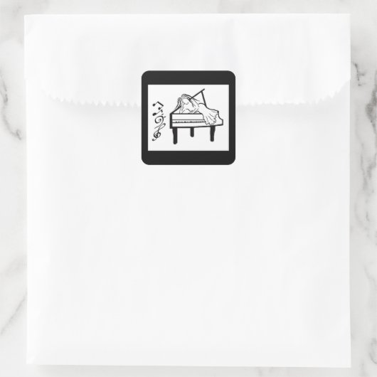 Piano Lady Quadratischer Aufkleber (Tasche)