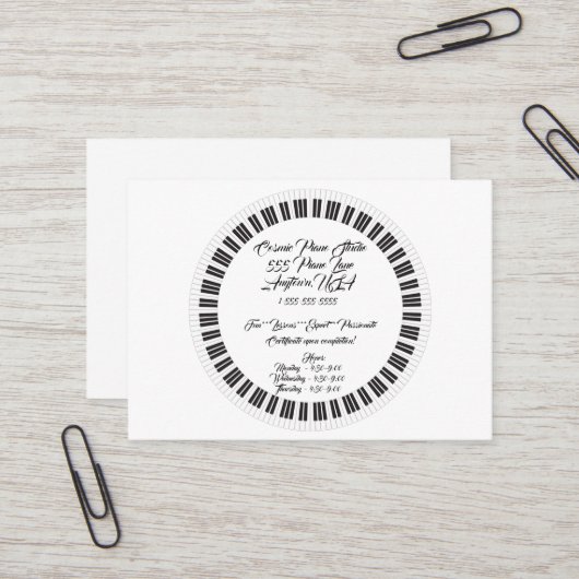 Piano Lesson Studio Business Card Visitenkarte (Vorderseite/Rückseite Beispiel)