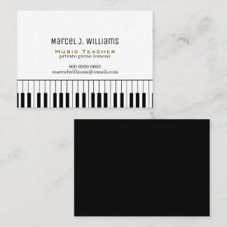 Piano Lessons Music Teacher black/white Visitenkarte