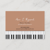 Piano Lessons Music Teacher boho brown Visitenkarte (Vorderseite)
