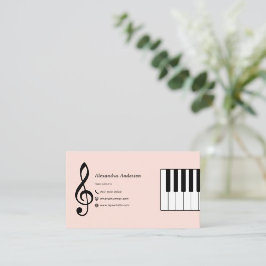Piano Lessons Visitenkarte (Stehend Vorderseite)