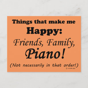 Piano macht mich glücklich postkarte