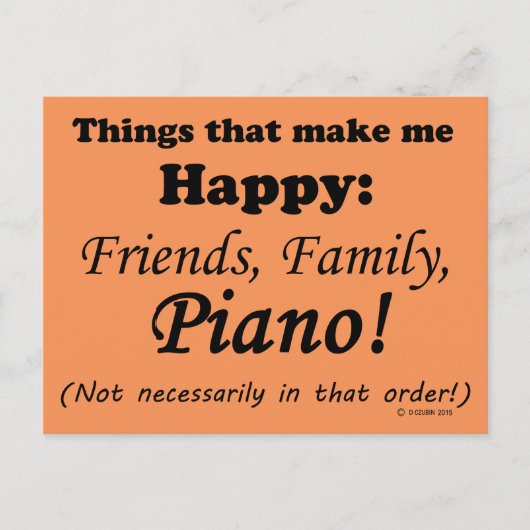 Piano macht mich glücklich postkarte (Vorderseite)