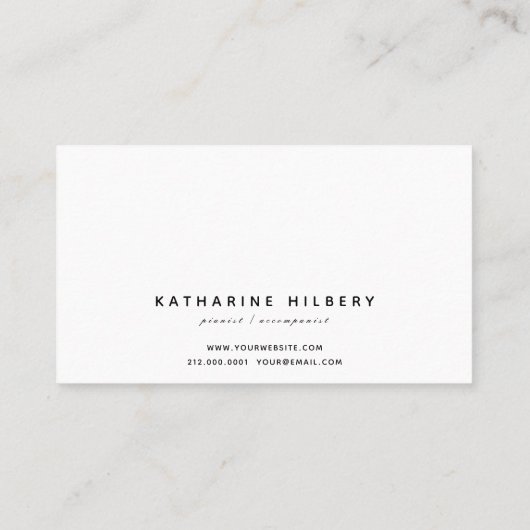 Piano Minimalistisch Blush Pink & Black Business C Visitenkarte (Rückseite)