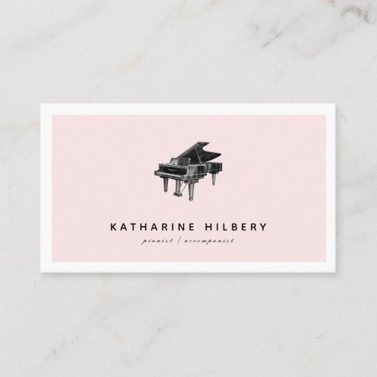 Piano Minimalistisch Blush Pink & Black Business C Visitenkarte (Vorderseite)