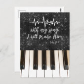 Piano mit Lob für sein Bibelverse Postkarte (Vorne/Hinten)