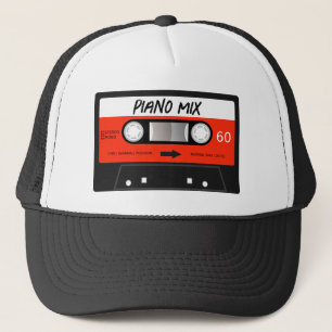 Piano Mixtape Retro Rotes Vintages Kassettenband Truckerkappe