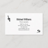 Piano Music Lessions Treble Bass Clef Visitenkarte (Vorderseite)