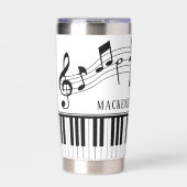 Piano Music Notes Script Name Custom Thermobecher (Vorderseite)