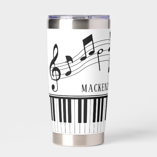 Piano Music Notes Script Name Custom Thermobecher (Vorderseite)