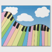 Piano Music Pastel Keyboard Blue Sky Wolken Geschenkpapier (Flach)