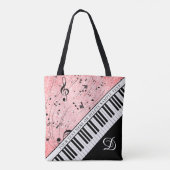 Piano Music Script Monogram Rose Gold Glitzer Tasche (Rückseite)