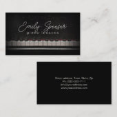 Piano Music Teacher Black Business Card Visitenkarte (Vorne/Hinten)