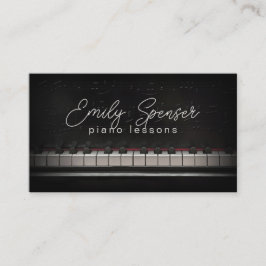 Piano Music Teacher Black Business Card Visitenkarte