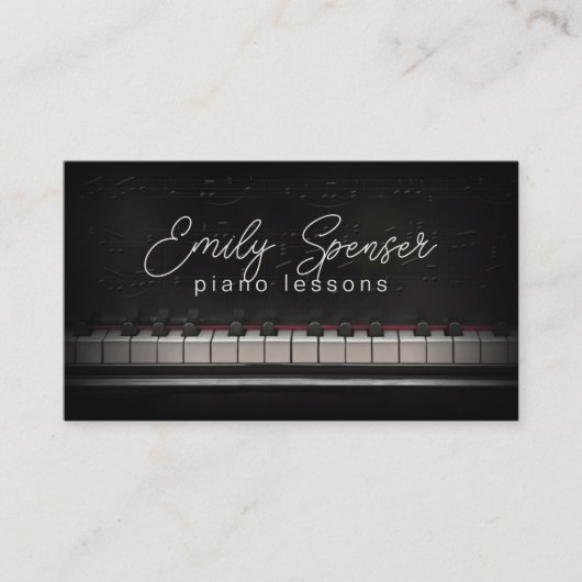 Piano Music Teacher Black Business Card Visitenkarte (Vorderseite)