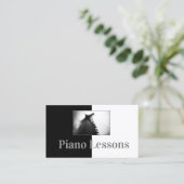 Piano Music Teacher Black & White Business Card Visitenkarte (Stehend Vorderseite)