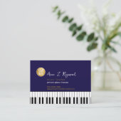 Piano Music Teacher deep-blue with logo Visitenkarte (Stehend Vorderseite)