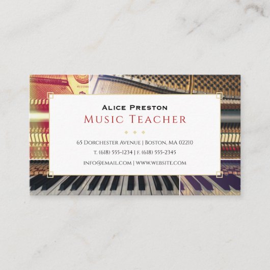 Piano Music Teacher | Unique Visitenkarte (Vorderseite)