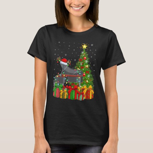 Piano Music   Xmas Holiday Santa Piano Christmas T T-Shirt (Vorderseite)