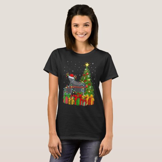 Piano Music   Xmas Holiday Santa Piano Christmas T T-Shirt (Vorne ganz)