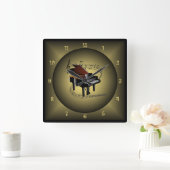 Piano ~Musical Globe ~ Musikinstrument ~Scale ~ Quadratische Wanduhr (Zuhause)