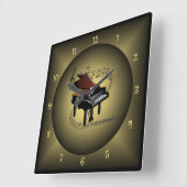 Piano ~Musical Globe ~ Musikinstrument ~Scale ~ Quadratische Wanduhr (Winkel)