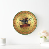 Piano ~ Musical Scroll ~ Gold "Frohe Weihnachten" Große Wanduhr (Zuhause)