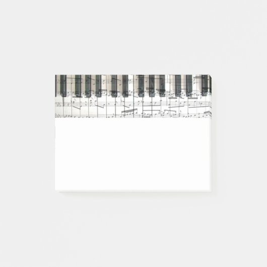 Piano-Musik in Schwarzweiß Post-it Klebezettel (Vorderseite)