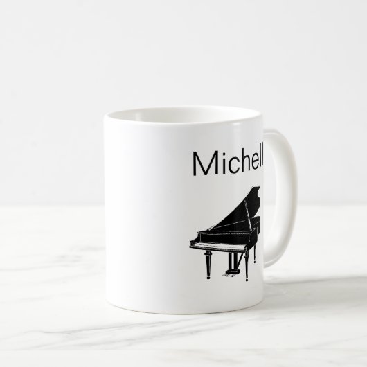Piano Musiknoten Script Name Schwarz-weiß Coffee m Kaffeetasse (VorderseiteRechts)