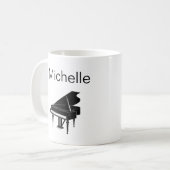 Piano Musiknoten Script Name Schwarz-weiß Coffee m Kaffeetasse (Vorderseite Links)