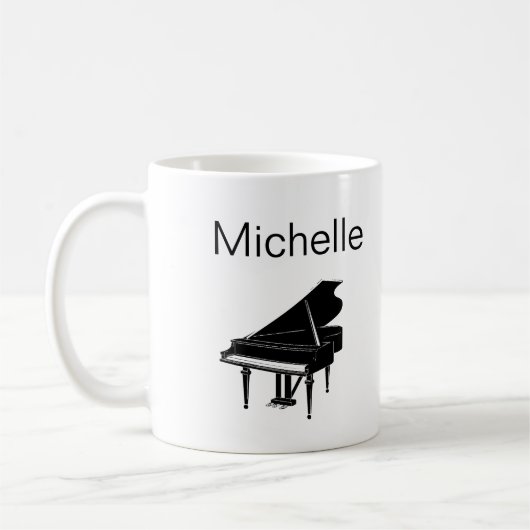 Piano Musiknoten Script Name Schwarz-weiß Coffee m Kaffeetasse (Links)