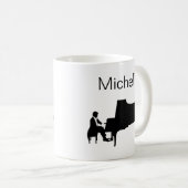 Piano Musiknoten Script Name Schwarz-weiß Coffee m Kaffeetasse (VorderseiteRechts)