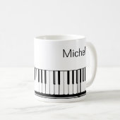 Piano Musiknoten Script Name Schwarz-weiß Coffee m Kaffeetasse (VorderseiteRechts)