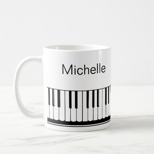 Piano Musiknoten Script Name Schwarz-weiß Coffee m Kaffeetasse (Links)