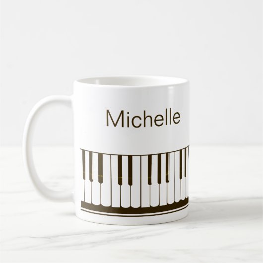 Piano Musiknoten Script Name Schwarz-weiß Coffee m Kaffeetasse (Links)