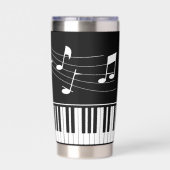 Piano-Musiknoten Skriptname Schwarz-weiß Custom Thermobecher (Rückseite)