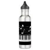 Piano-Musiknoten Skriptname Schwarz-weiß Edelstahlflasche (Rechts)