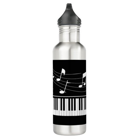 Piano-Musiknoten Skriptname Schwarz-weiß Edelstahlflasche (Rechts)