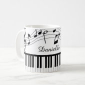 Piano-Musiknoten Skriptname Schwarz-weiß Kaffeetasse (Vorderseite Links)