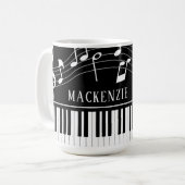 Piano-Musiknoten Skriptname Schwarz-weiß Kaffeetasse (Vorderseite Links)