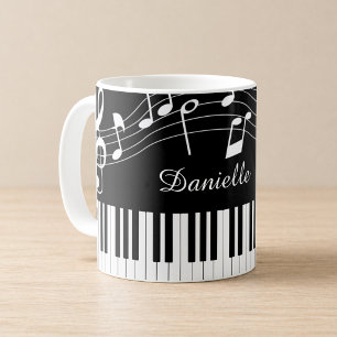 Piano-Musiknoten Skriptname Schwarz-weiß Kaffeetasse