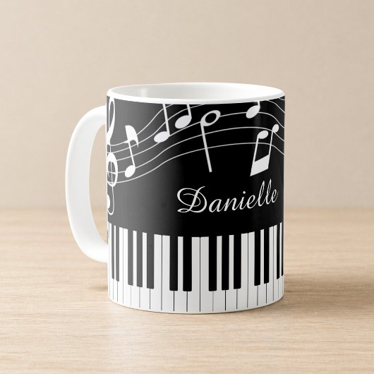 Piano-Musiknoten Skriptname Schwarz-weiß Kaffeetasse