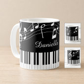 Piano-Musiknoten Skriptname Schwarz-weiß Kaffeetasse